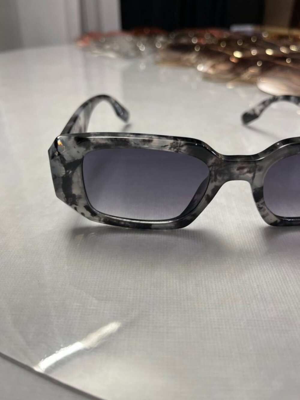 AIRE Ascendant Rectangular Sunglasses Marbled Black Gray Smoke Lens - Picture 6 of 12